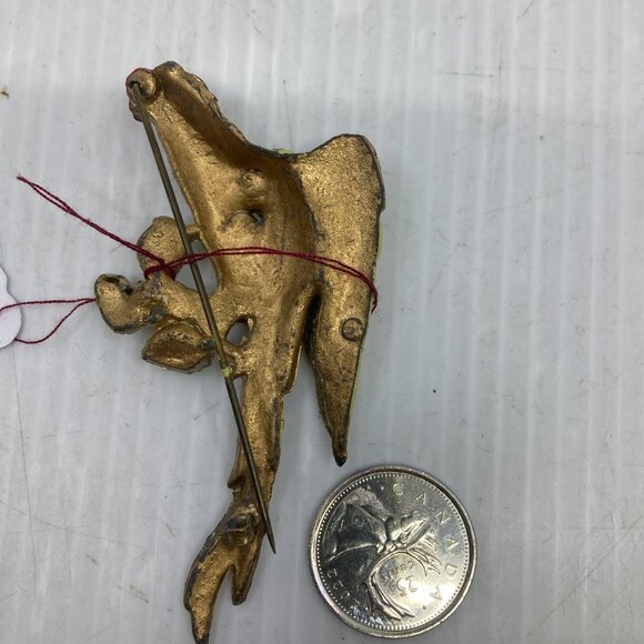 Vtg 1940 CORO enamel paradise bird parrot enameled brooch - Picture 2 of 2